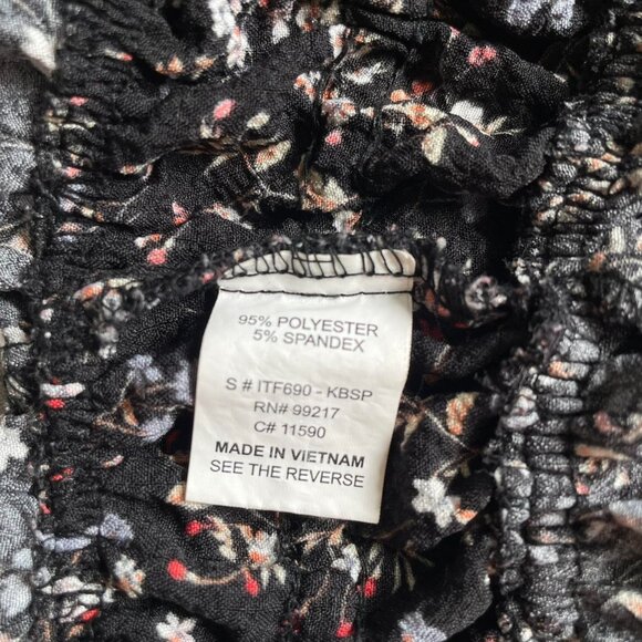 Moa Moa Black Floral Off-Shoulder Ruffle Crop Top – Size Medium - Picture 7 of 8